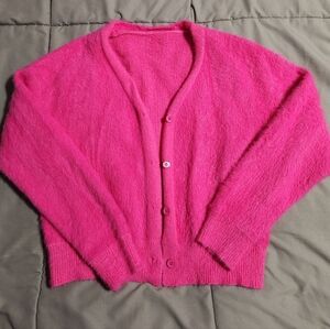 SHEIN Vibrant Pink Cardigan Sweater